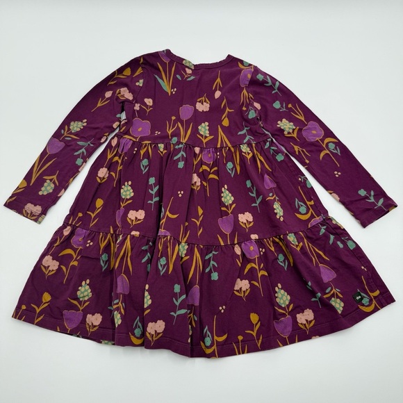 Tea Collection Girls Tiered Henley Dress 5 Purple Floral 100% Cotton EUC - Picture 2 of 8